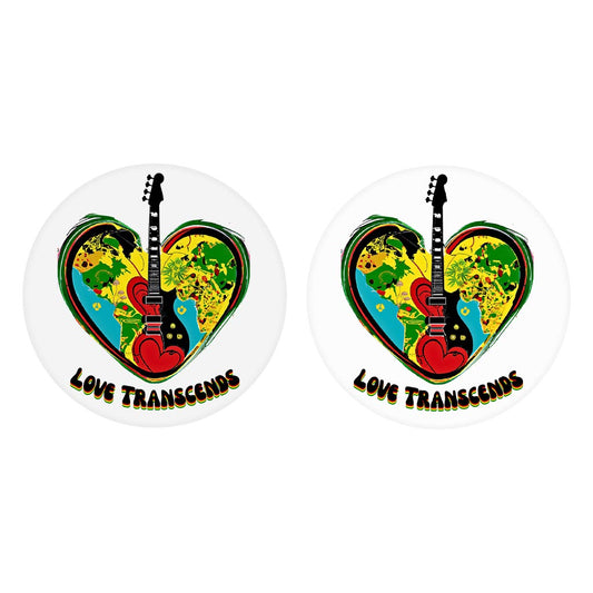 Car Coasters Love Transcends Heart Guitar Set of Two