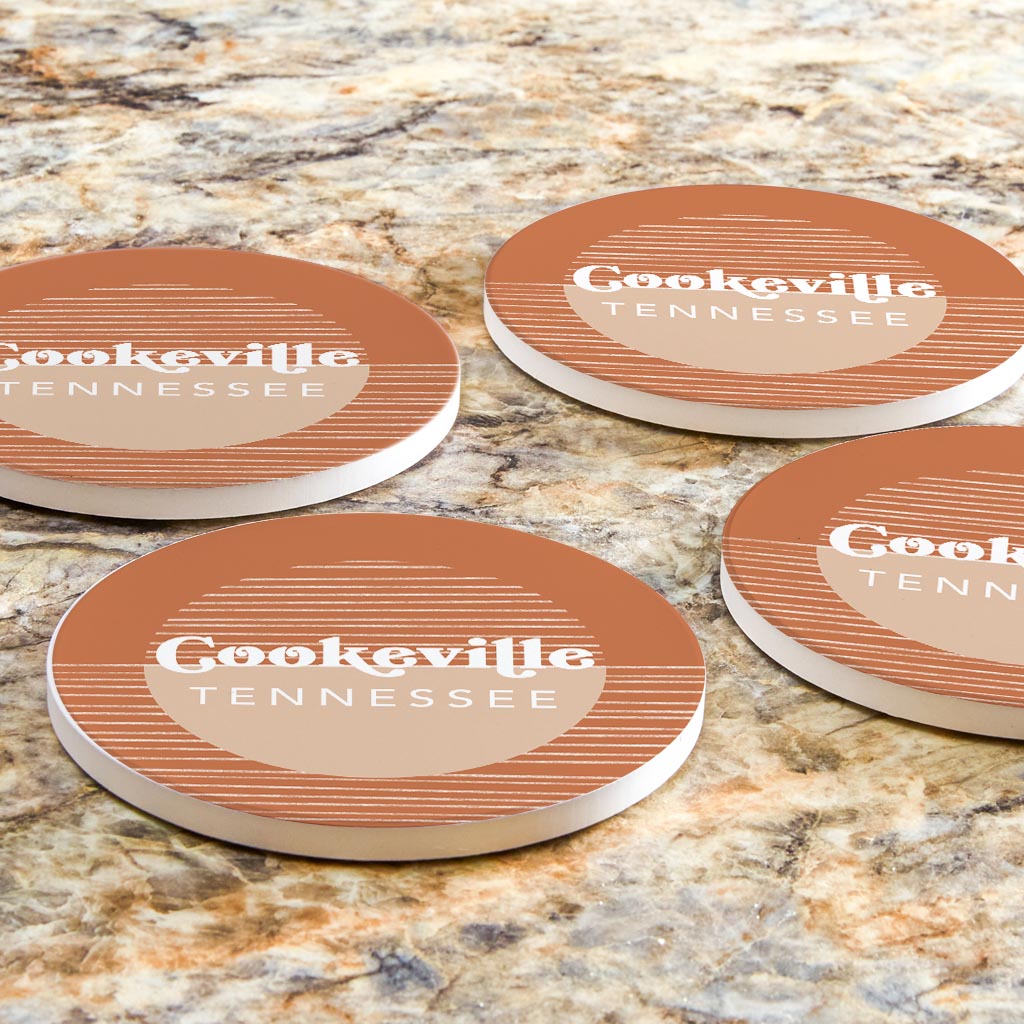 Vintage Groove State Star Map Tennessee Cookeville | Absorbent Coasters | Set of 4 | Min 2
