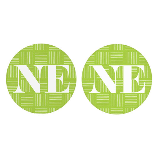 Bright Modern Abbreviated On Green Nebraska| Absorbent Car Coasters | Set of 2 | Min 4