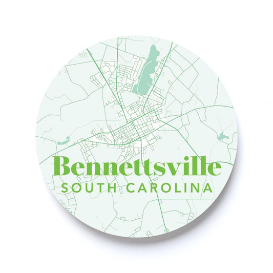 Bright Modern Green Map Bennettsville SC | 2.65x2.65