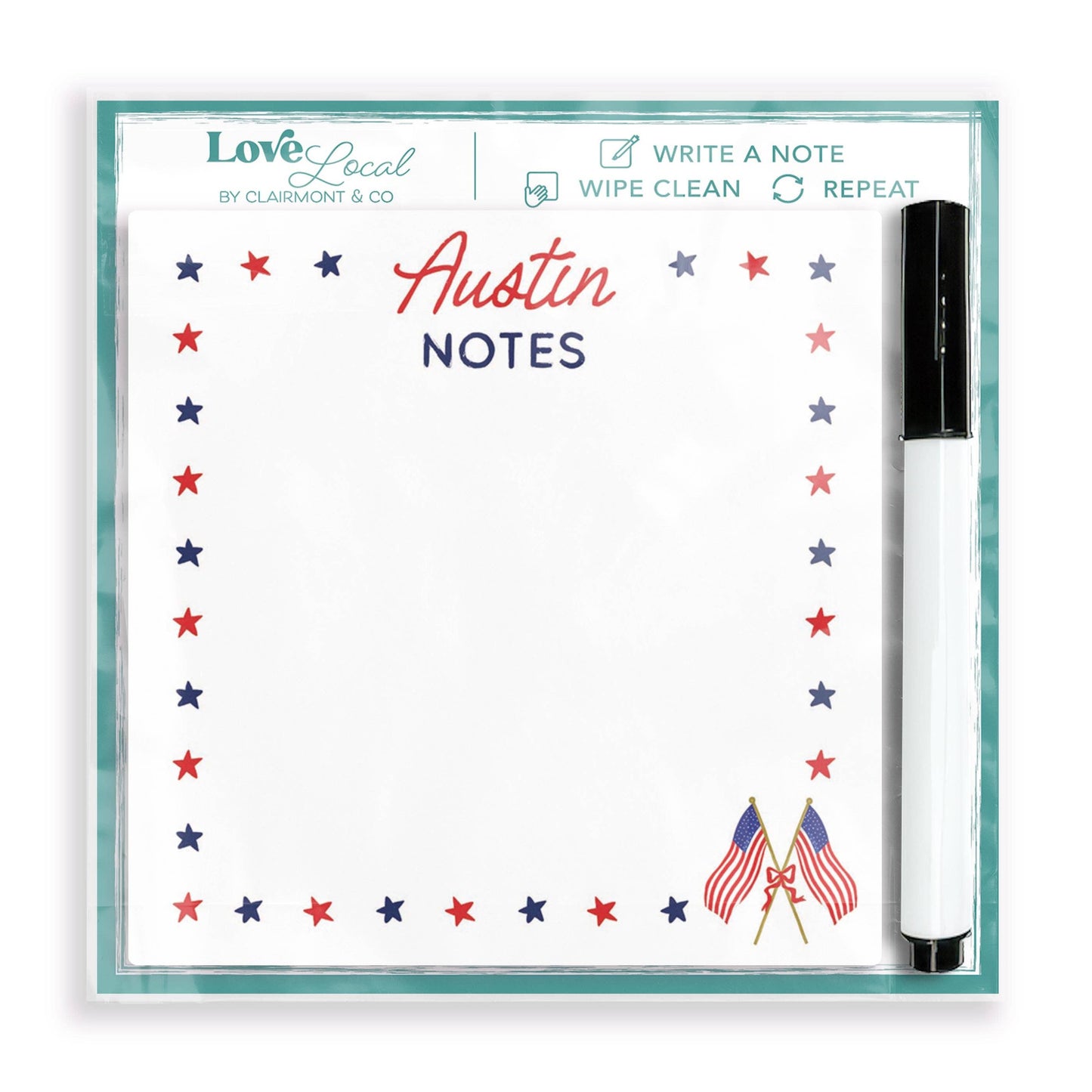 Custom American Summer Star Dry Erase Glass Tile