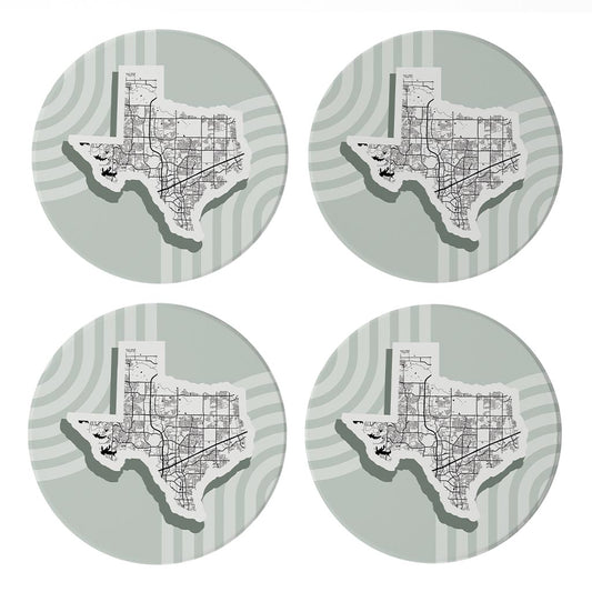 Vintage Groove Light Green Lines Map Texas Frisco