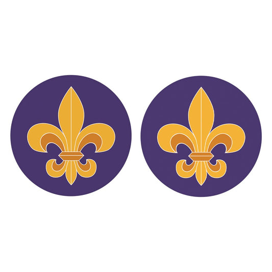 Purple Gold Louisiana Fleur De Lis| Absorbent Car Coasters | Set of 2 | Min 4