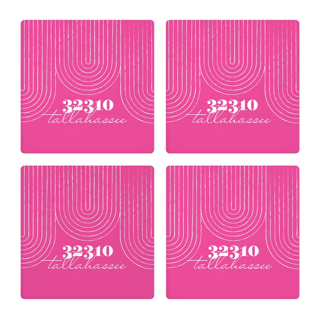 Bright Modern City Zip On Pink Florida Tallahassee | Absorbent Coasters | Set of 4 | Min 2