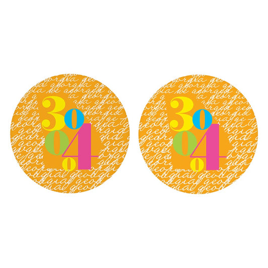 Bright Modern State Script Orange Georgia Atlanta | Absorbent Car Coasters | Set of 2 | Min 4