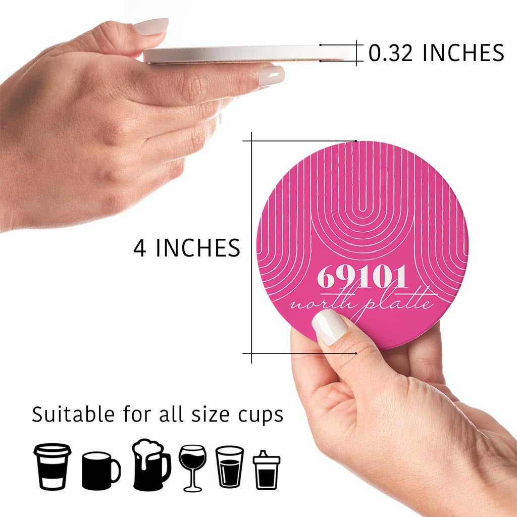 Bright Modern City Zip On Pink Nebraska North Platte | Absorbent Coasters | Set of 4 | Min 2