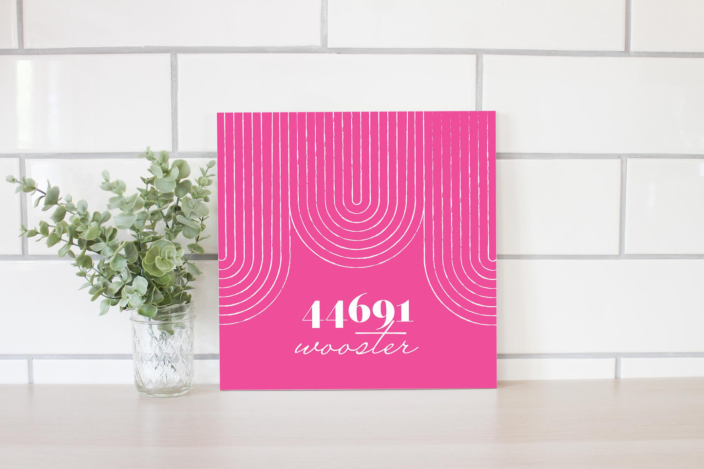 Bright Modern City Zip On Pink Ohio Wooster | Wood Sign | Eaches | Min 2