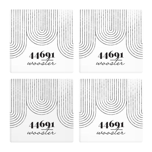 Black And White City Zip On White Ohio Wooster | Absorbent Coasters | Set of 4 | Min 2