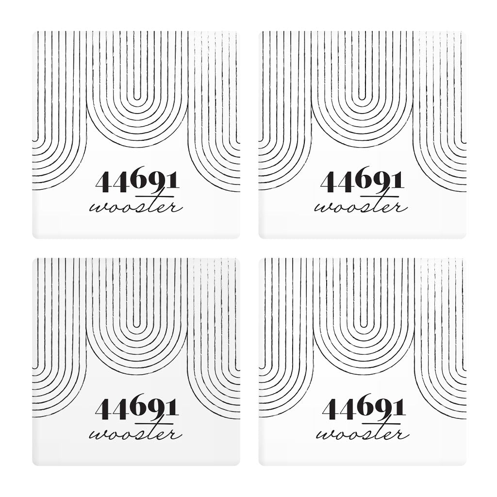 Black And White City Zip On White Ohio Wooster | Absorbent Coasters | Set of 4 | Min 2