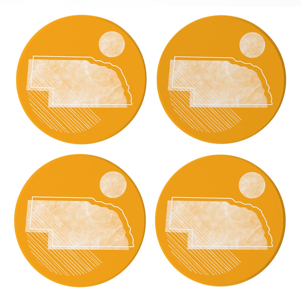 Bright Modern Geometric On Orange Nebraska | Absorbent Coasters | Set of 4 | Min 2