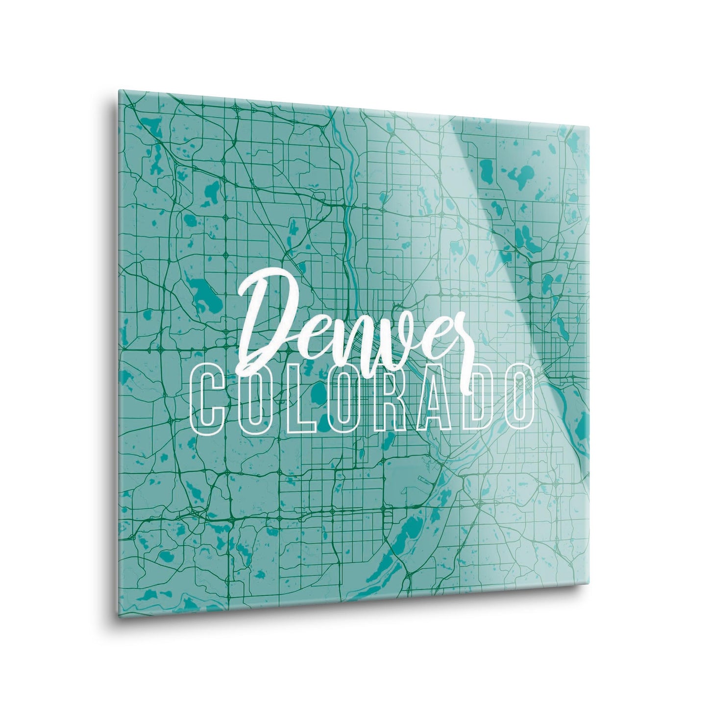 Boho Color Blue Map Colorado Denver | Hi-Def Glass Art | Eaches | Min 1