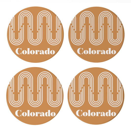 Vintage Groove Yellow Wave Lines Colorado| Absorbent Coasters | Set of 4 | Min 2