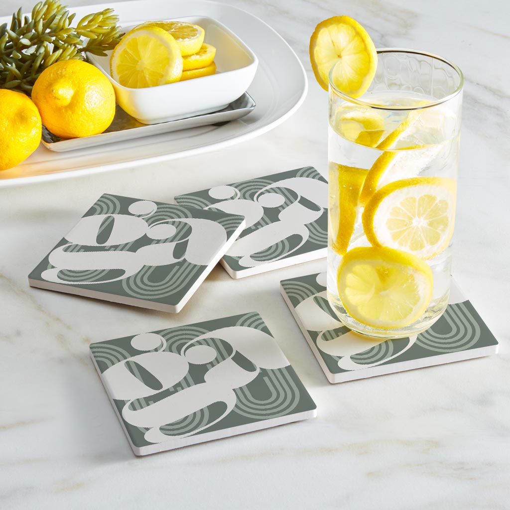 Vintage Groove Green Wave Lines Georgia Ga| Absorbent Coasters | Set of 4 | Min 2