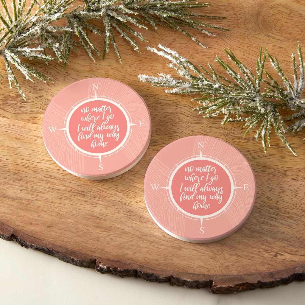 Boho Color Compass On Pink Quote| Absorbent Car Coasters | Set of 2 | Min 4