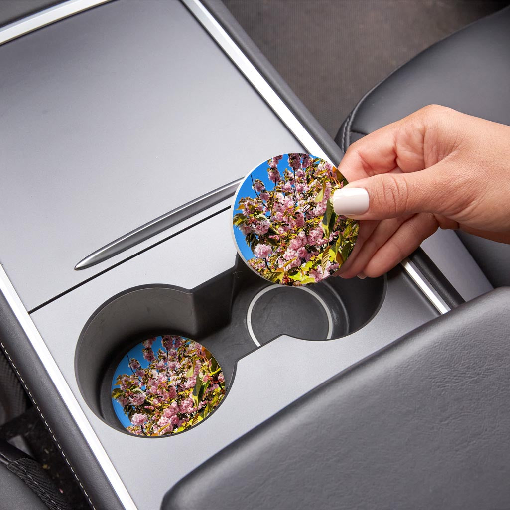 Monokian Cherry Blossoms | Absorbent Car Coasters | Set of 2 | Min 4