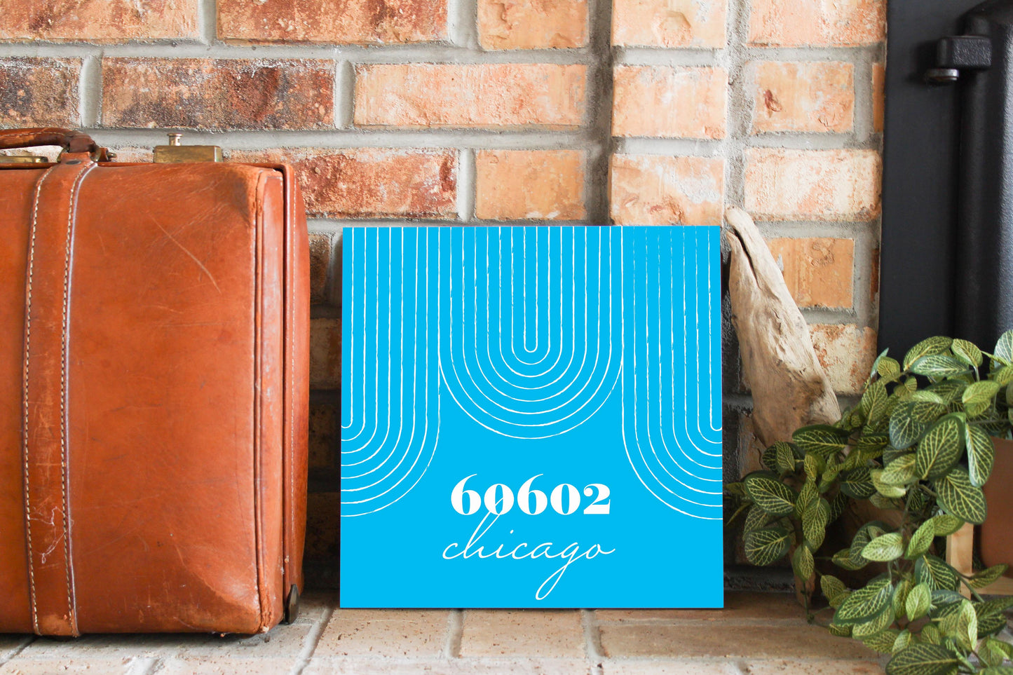 Bright Modern City Zip On Teal Illinois Chicago | Wood Sign | Eaches | Min 2