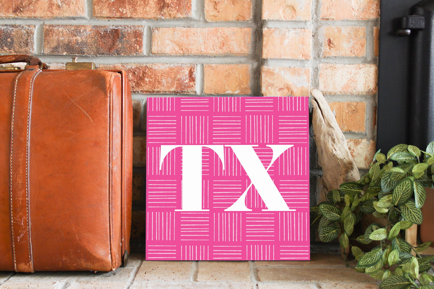 Bright Modern Abbreviated On Pink Texas | Wood Sign | Eaches | Min 2