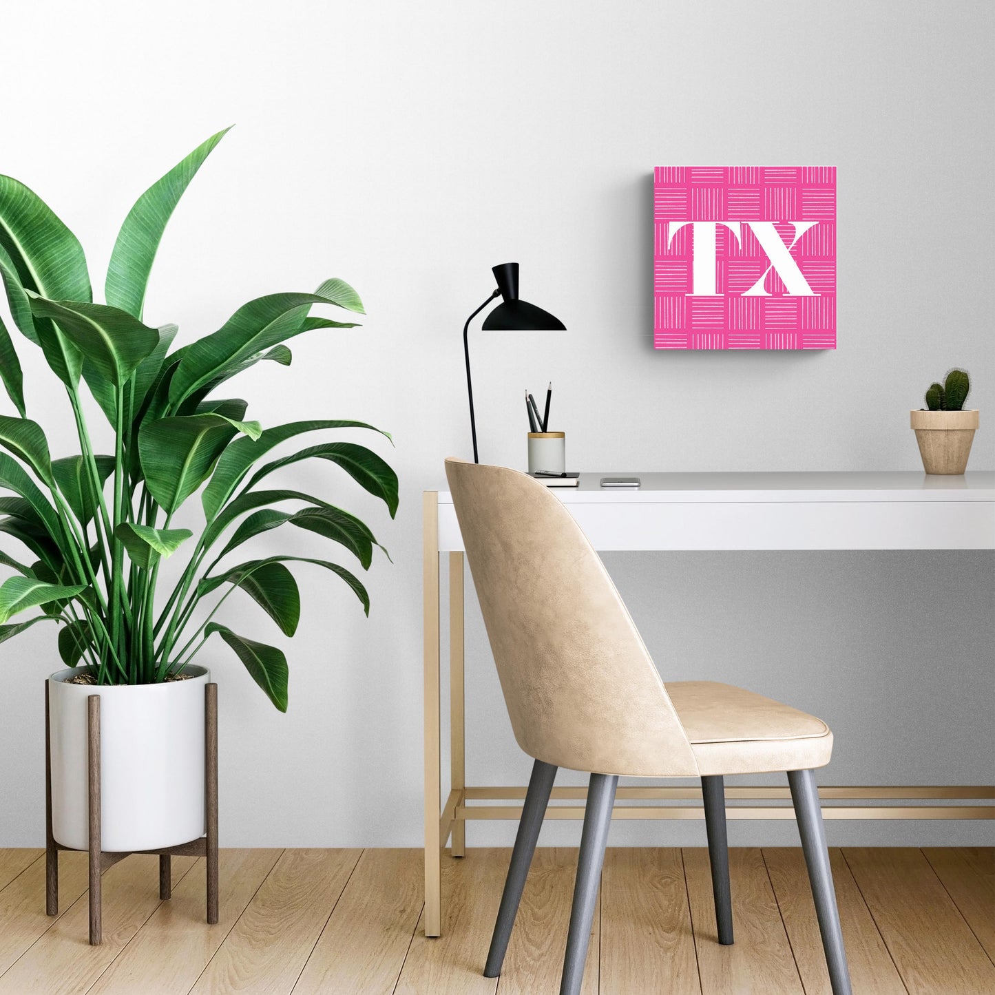 Bright Modern Abbreviated On Pink Texas | Wood Sign | Eaches | Min 2