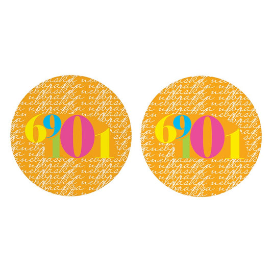 Bright Modern State Script Orange Nebraska North Platte | Absorbent Car Coasters | Set of 2 | Min 4