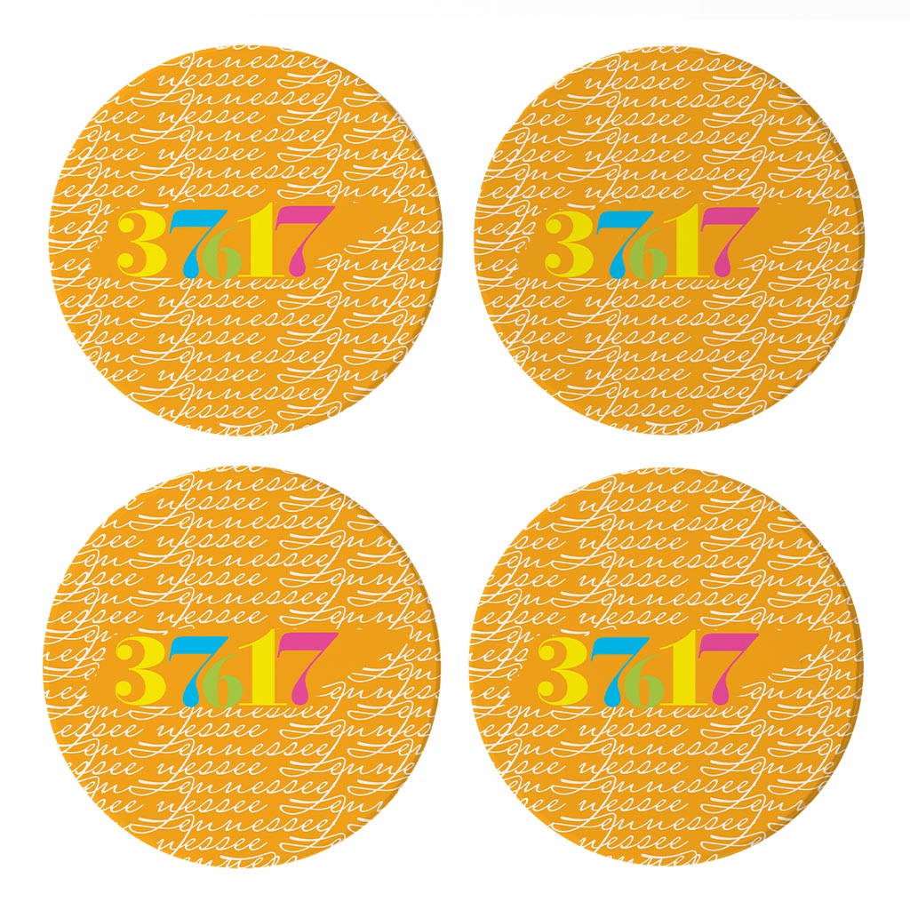 Bright Modern State Script Orange Tennessee Blountville | Absorbent Coasters | Set of 4 | Min 2