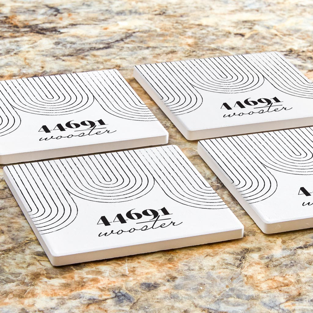 Black And White City Zip On White Ohio Wooster | Absorbent Coasters | Set of 4 | Min 2