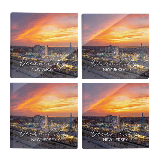 Playland Sunset Square Coaster| Hi-Def Glass Coasters | Set of 4 | Min 2