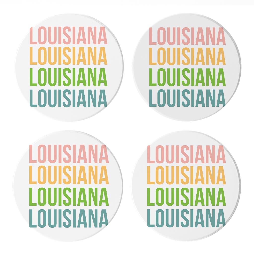 Boho Color Repeated State Name Louisiana | Absorbent Coasters | Set of 4 | Min 2