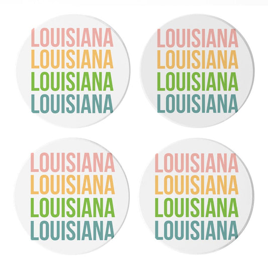 Boho Color Repeated State Name Louisiana | Absorbent Coasters | Set of 4 | Min 2