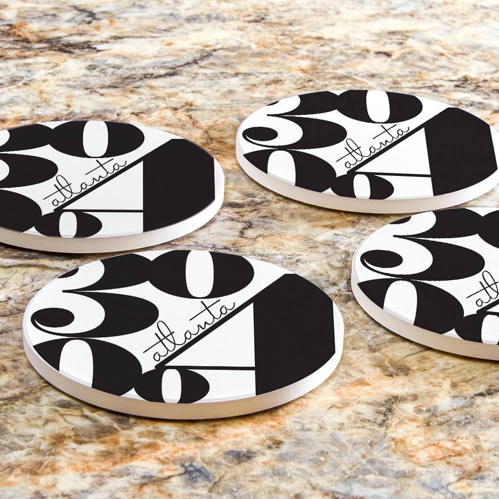 Black And White Zip Block Georgia Atlanta | Absorbent Coasters | Set of 4 | Min 2