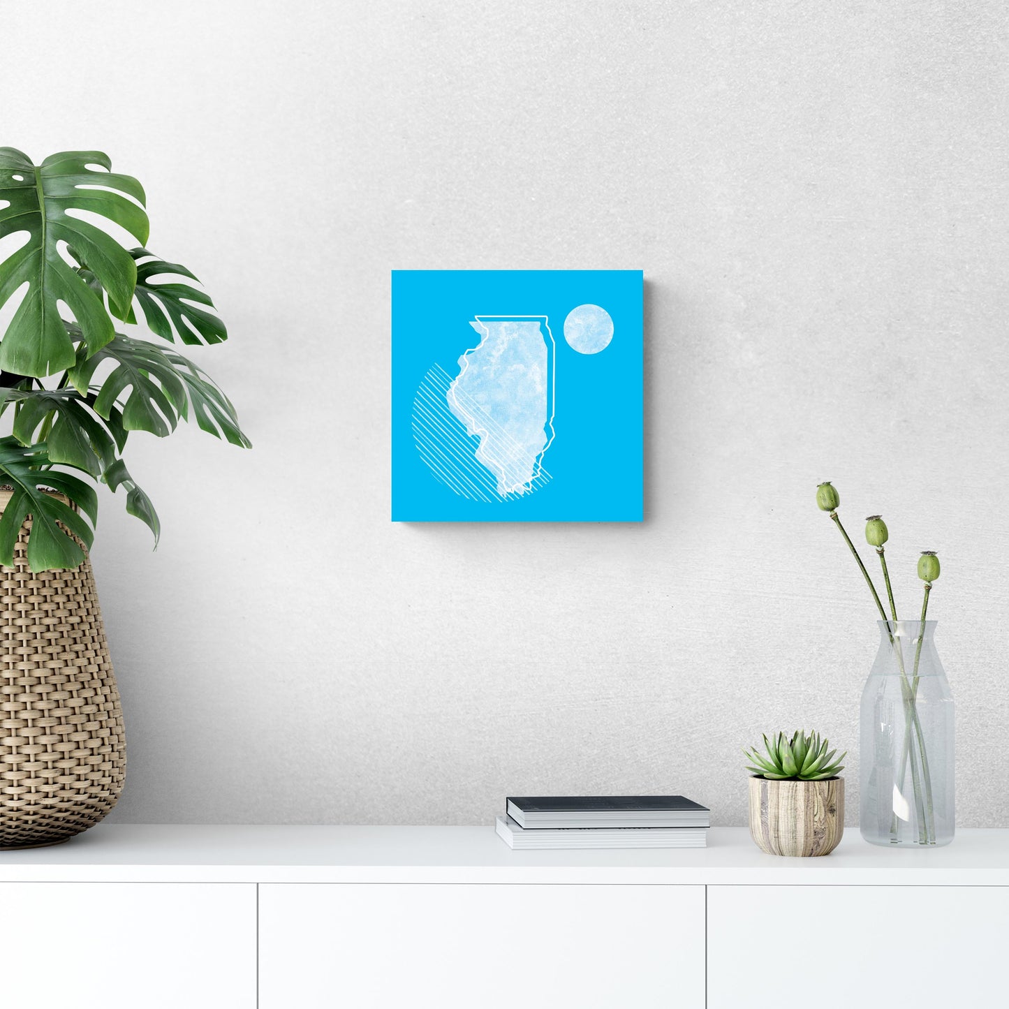 Bright Modern Geometric On Blue Georgia | Wood Sign | Eaches | Min 2