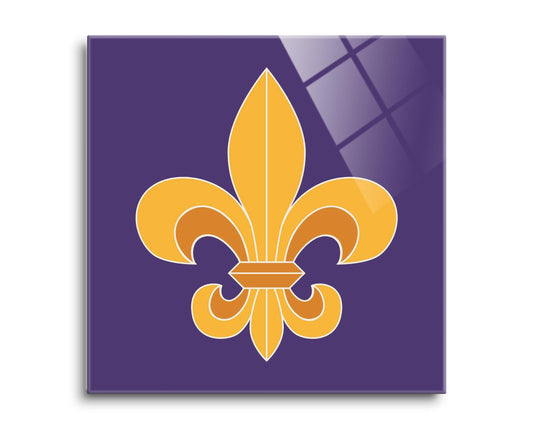 Purple Gold Louisiana Fleur De Lis | Hi-Def Glass Art | Eaches | Min 2