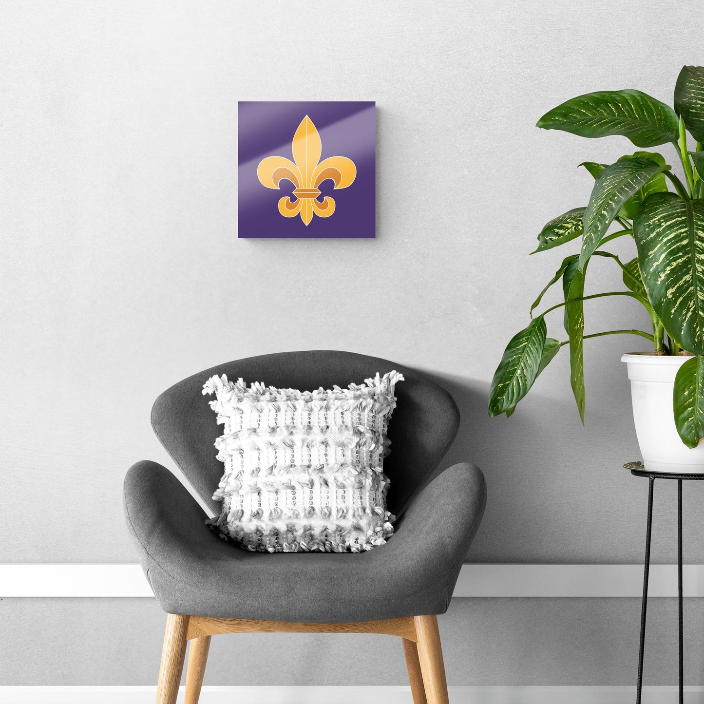 Purple Gold Louisiana Fleur De Lis | Hi-Def Glass Art | Eaches | Min 1