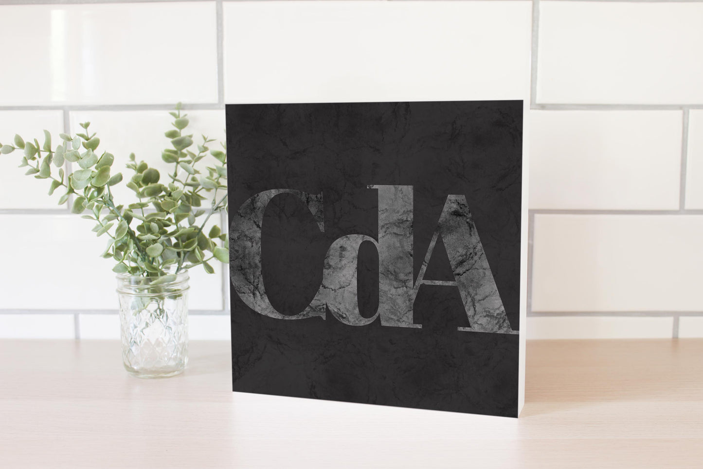 Minimalist B&W Idaho Cda Black Initials | Wood Block | Eaches | Min 2