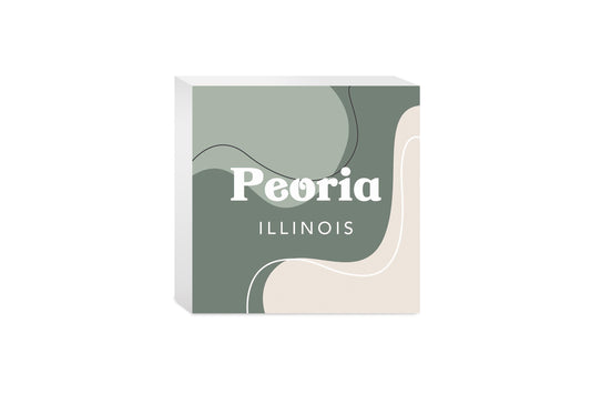Vintage Groove Fluid Green Illinois Peoria| Wood Block | Eaches | Min 4