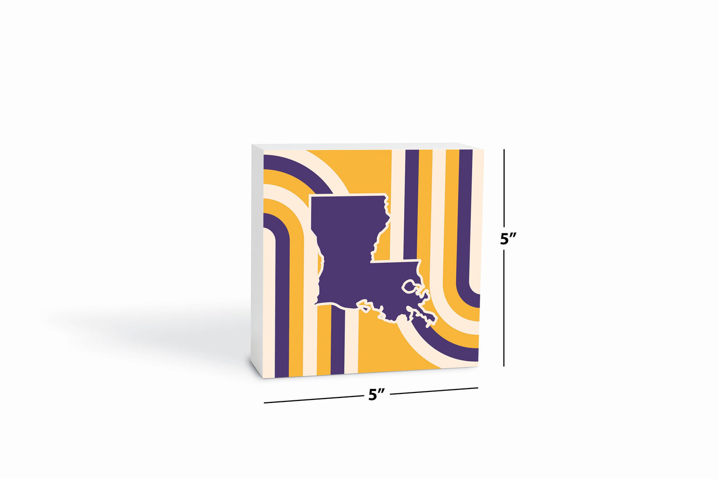 Purple Gold Louisiana Retro State Shape | Wood Block | Eaches | Min 4