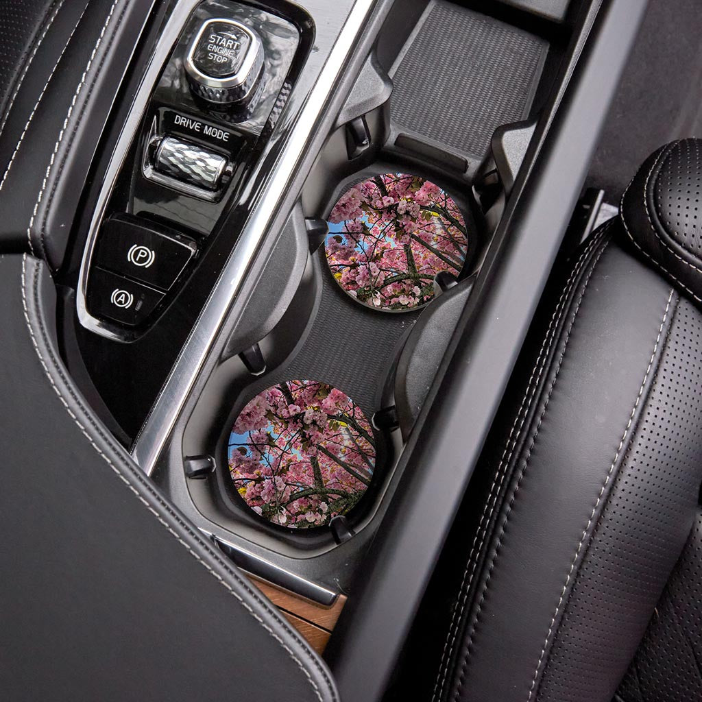 Monokian Cherry Blossoms | Absorbent Car Coasters | Set of 2 | Min 4