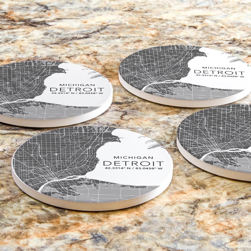 Grey Detroit Michigan Map & Coordinates | 4x4