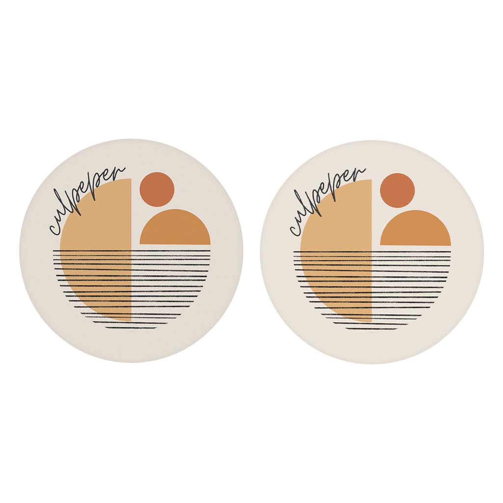Vintage Groove Shapes Virginia Culpeper| Absorbent Car Coasters | Set of 2 | Min 4