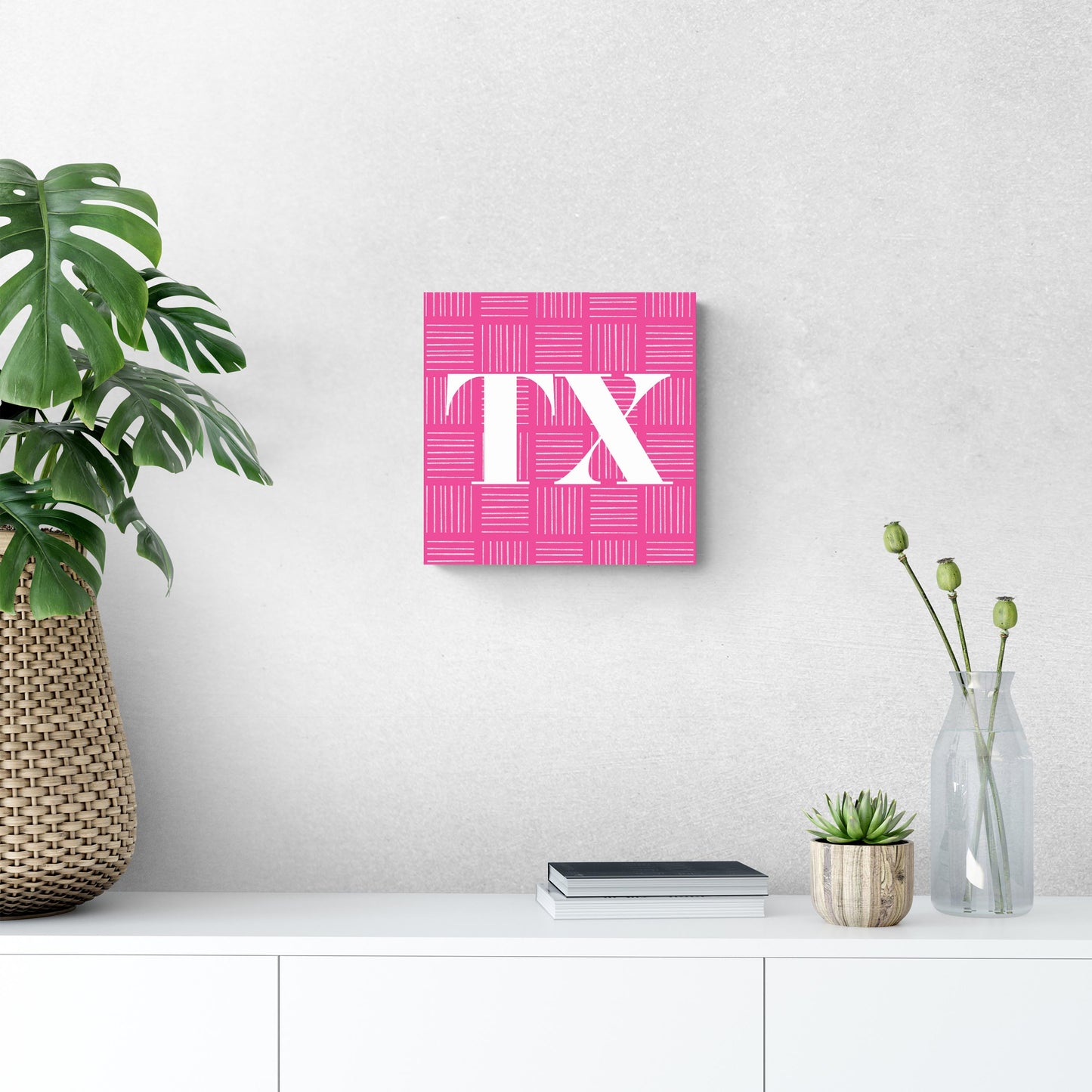 Bright Modern Abbreviated On Pink Texas | Wood Sign | Eaches | Min 2