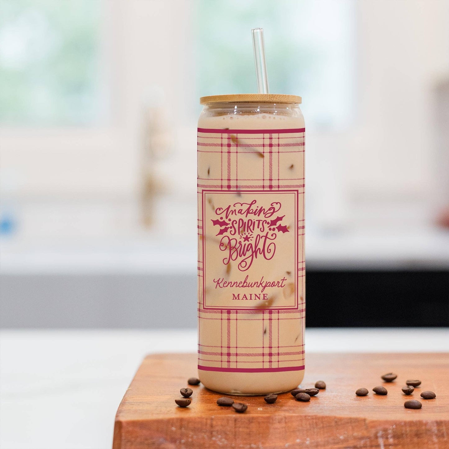 24oz Cold Brew Glass-Love + Local Winterberry