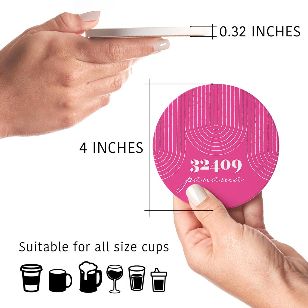 Bright Modern City Zip On Pink Florida Panama | Absorbent Coasters | Set of 4 | Min 2
