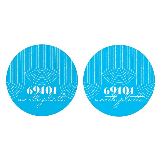 Bright Modern City Zip On Teal Nebraska North Platte | Absorbent Car Coasters | Set of 2 | Min 4