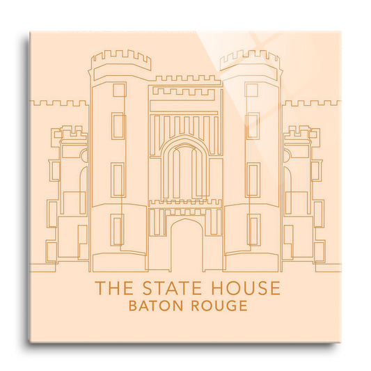 Minimalistic Baton Rouge State House Colorful | Hi-Def Glass Art | Eaches | Min 1