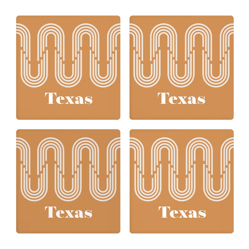 Vintage Groove Yellow Wave Lines Texas