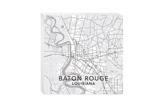 Minimalistic Baton Rouge White Map | Wood Block | Eaches | Min 2