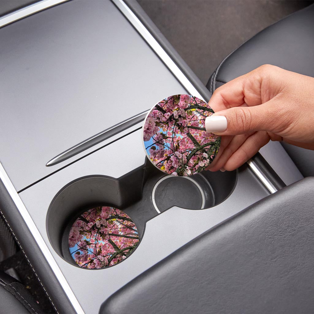 Monokian Cherry Blossoms | Absorbent Car Coasters | Set of 2 | Min 4