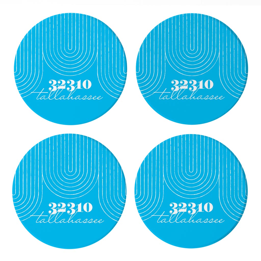 Bright Modern City Zip On Teal Florida Tallahassee | Absorbent Coasters | Set of 4 | Min 2
