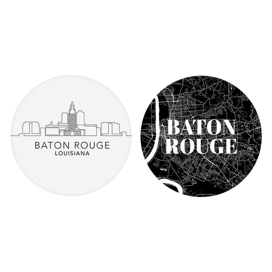 Minimalistic Baton Rouge Set | Absorbent Car Coasters | Set of 2 | Min 4