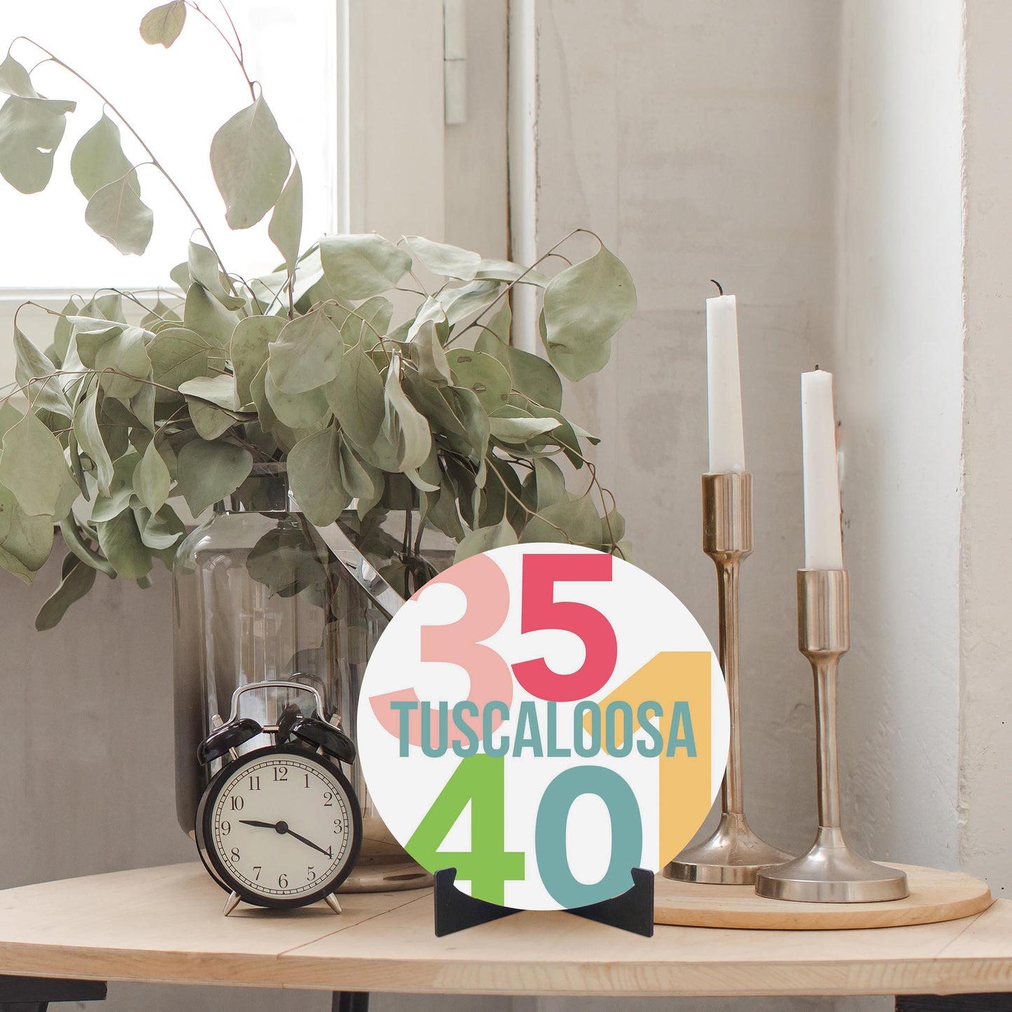 Boho Color Color Block City Zip Alabama Tuscaloosa | Wood Sign | Eaches | Min 1