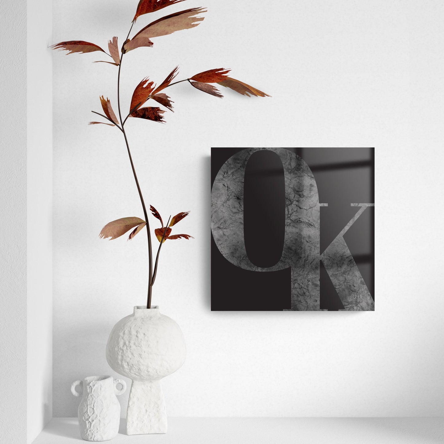 Minimalistic B&W Ardmore Ok Black Initials | Hi-Def Glass Art | Eaches | Min 2
